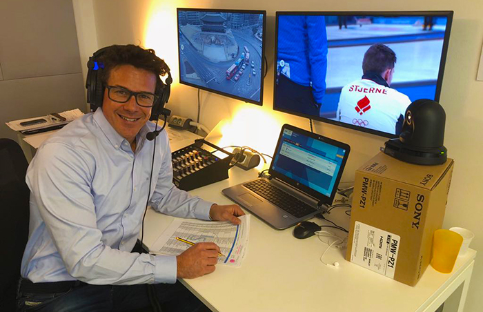 Alberto Polacchi commentatore per Sky dello skeleton all'Olimpiade