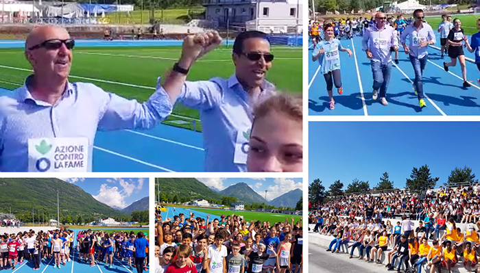 Circa 500 alunni delle medie domesi (con il sindaco Pizzi) ad inaugurare la nuova pista del Curotti. Foto e video